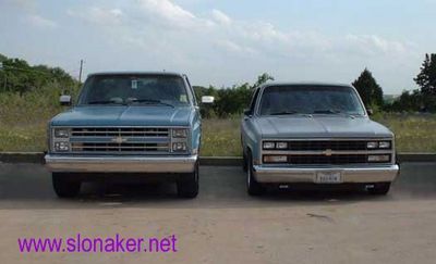 My truck, prior to lowering, with Gerardo Chairez's at Sonic in Austin, TX
