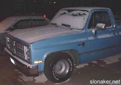 My C10 Chevy in the Texas snow
